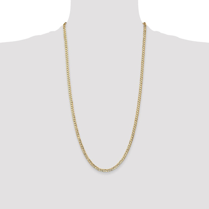 Designer 28-Inch 3.8mm Open Concave Curb Chain in 14K Gold - Luxury Style-4