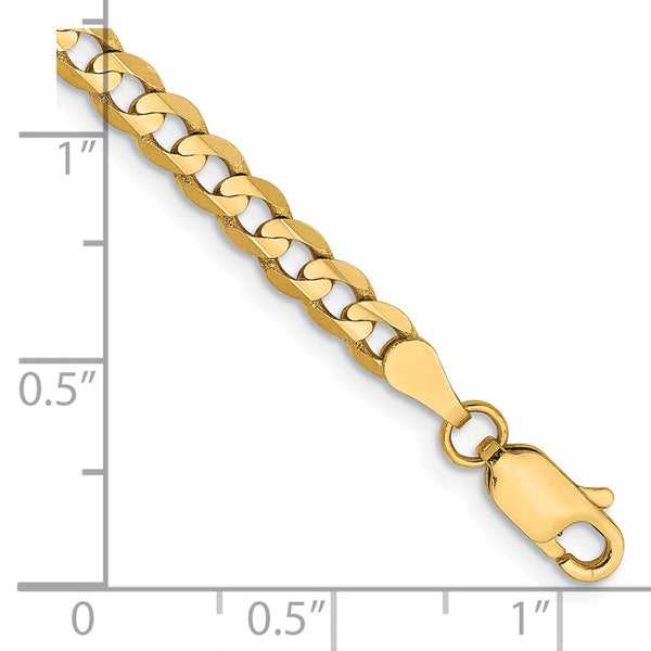 14K Gold 3.8mm Open Concave Curb Bracelet