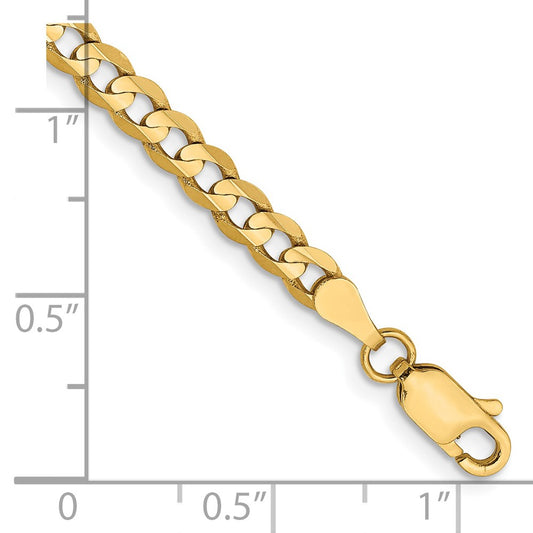 Buy Stylish 14K Gold 8-Inch Open Concave Curb Bracelet - 3.8mm Luxury