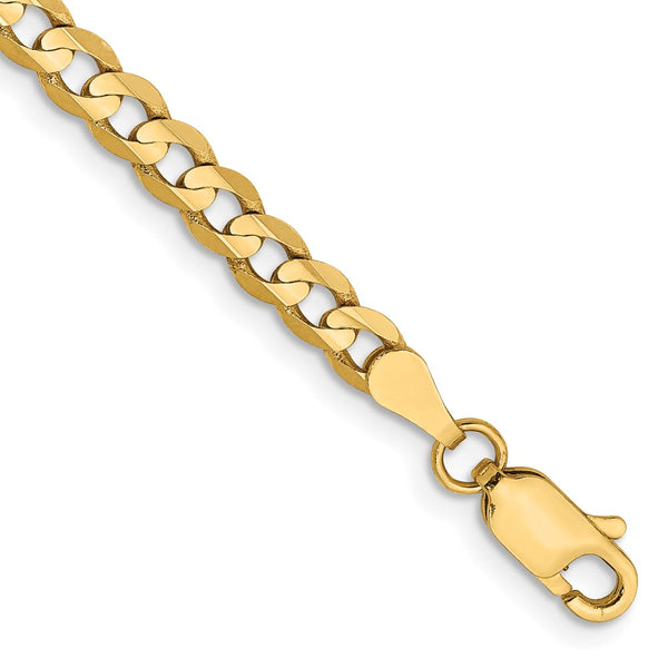 14K Gold 3.8mm Open Concave Curb Chain Necklace