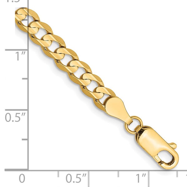 14K Gold 4.5mm Open Concave Curb Bracelet
