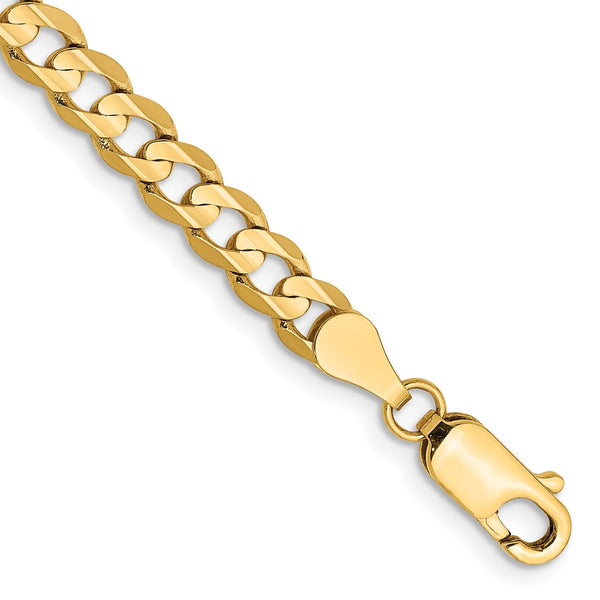 14K Gold 4.5mm Open Concave Curb Bracelet