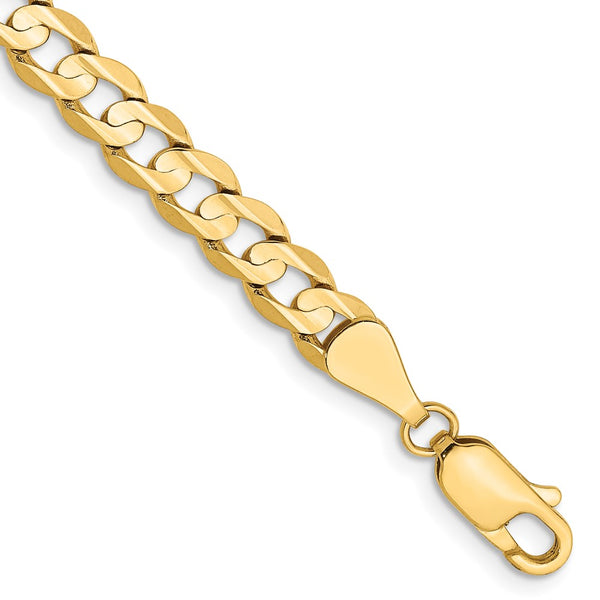 14K Gold Open Concave Curb Bracelet - 5.25mm