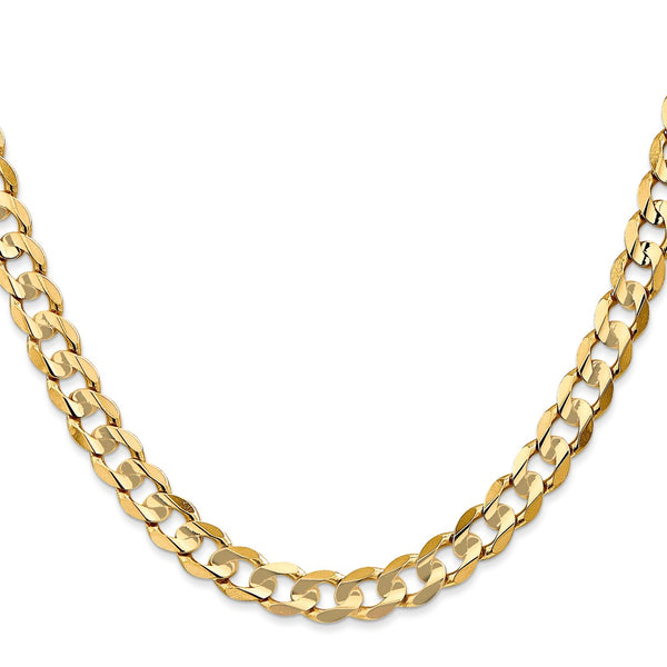 14K Gold 26-Inch 6.75mm Open Concave Curb Chain