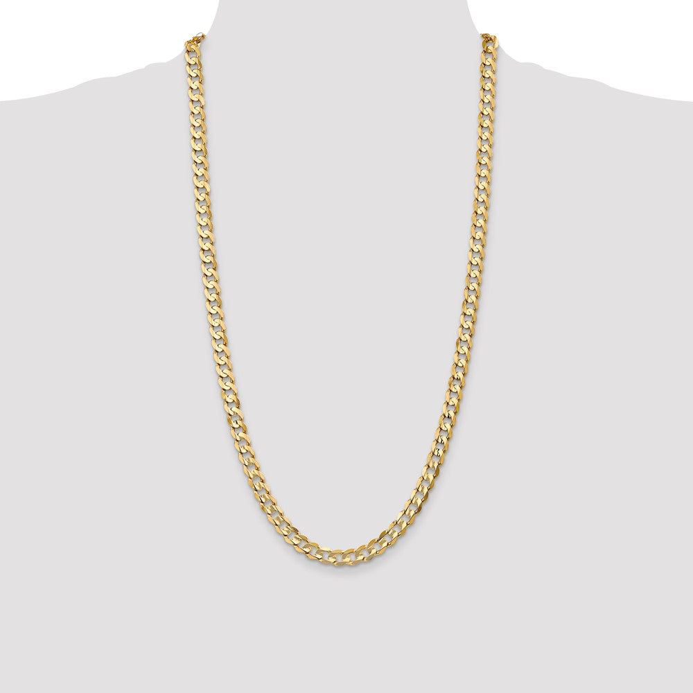 Buy Stylish 14K Gold 28-Inch 6.75mm Open Concave Curb Chain - Luxury Piece