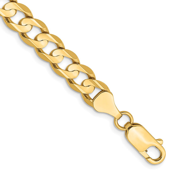 14K Gold Open Concave Curb Bracelet - 6.75mm