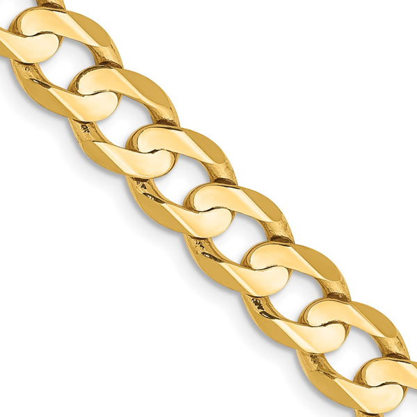 14K Gold 26-Inch 6.75mm Open Concave Curb Chain