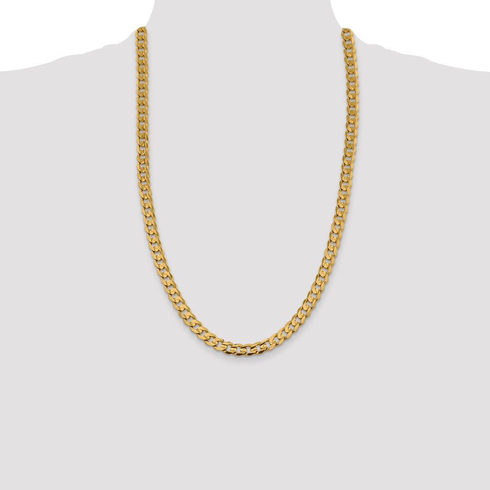 Buy Affordable 14K Gold 26-Inch 7.5mm Open Concave Curb Chain