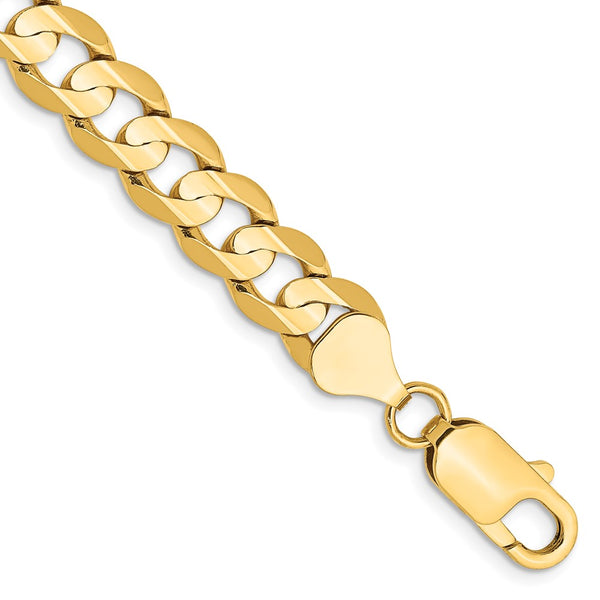 14K Gold Open Concave Curb Bracelet - 7.5mm