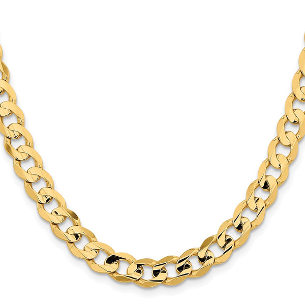14K Gold 24-Inch 8.5mm Open Concave Curb Chain