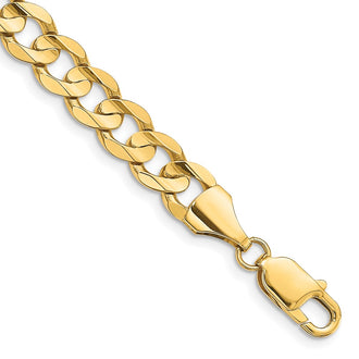 Buy Stylish 14K Gold 7-Inch Open Concave Curb Bracelet - 8.5mm Luxury!