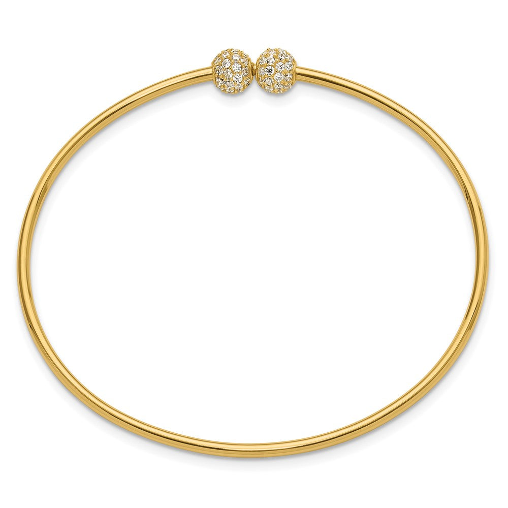 Exclusive 14K Gold Polished CZ Adjustable Bangle - Stylish & Affordable Luxury
