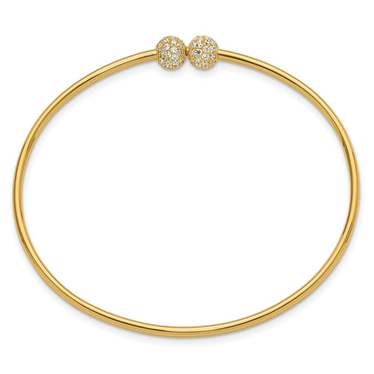 Exclusive 14K Gold Polished CZ Adjustable Bangle - Stylish & Affordable Luxury