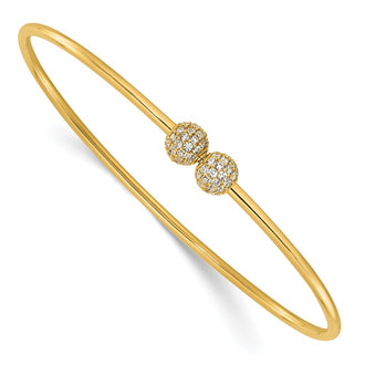 Exclusive 14K Gold Polished CZ Adjustable Bangle - Stylish & Affordable Luxury