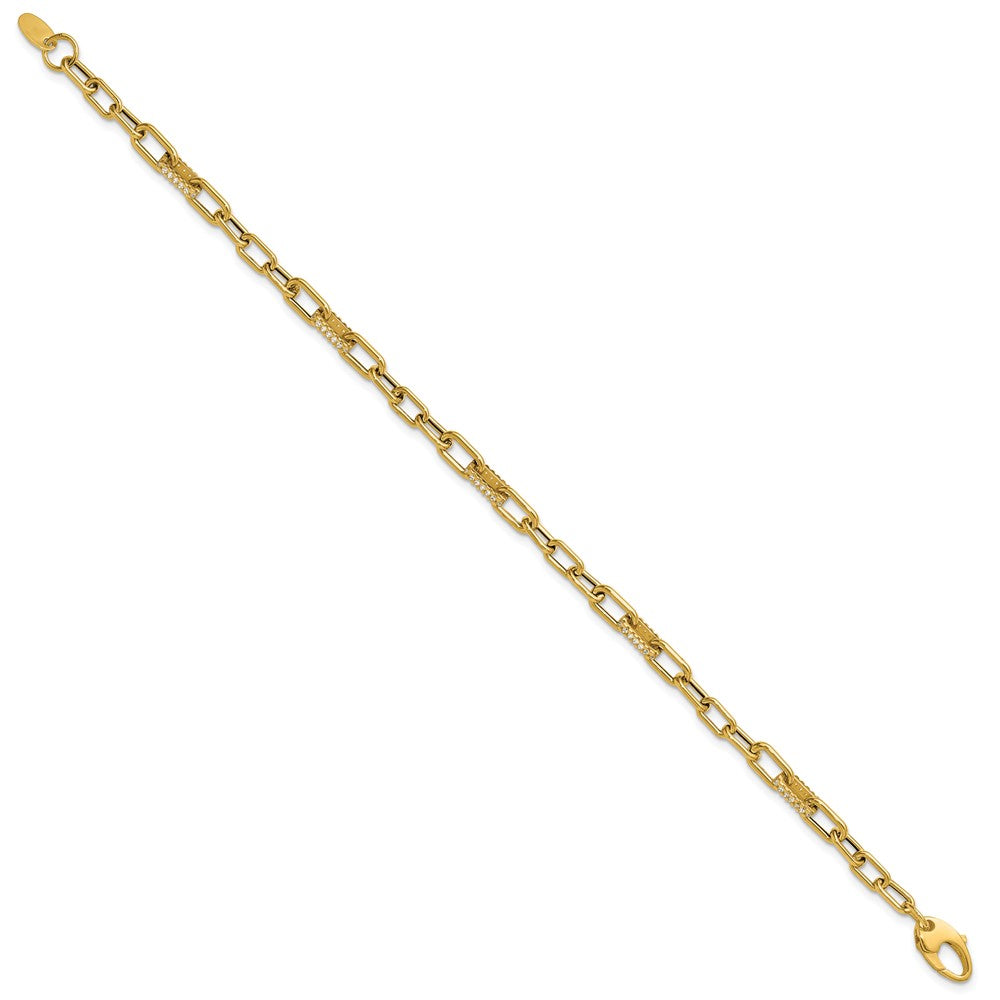 Order Stylish 14K Gold Polished CZ Paperclip Link Bracelet - Luxury Design