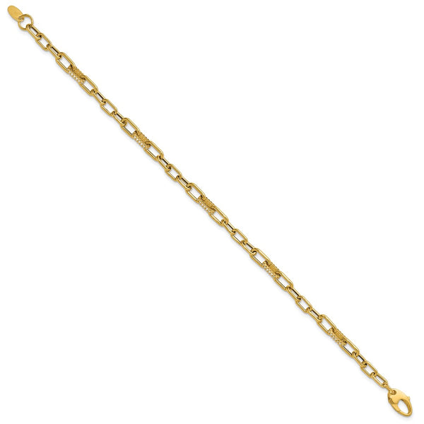 14K Gold Polished CZ Paperclip Link Bracelet