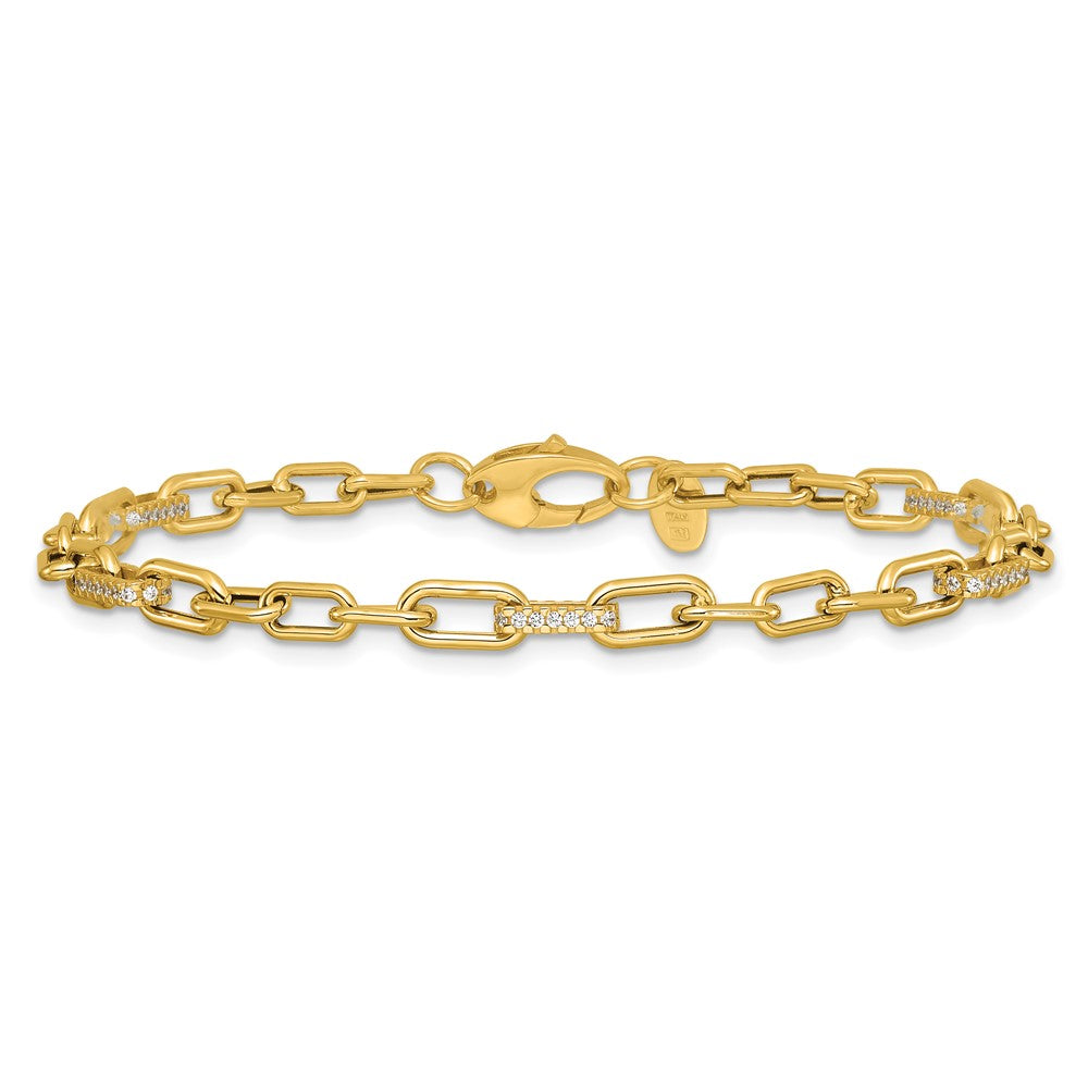 Order Stylish 14K Gold Polished CZ Paperclip Link Bracelet - Luxury Design