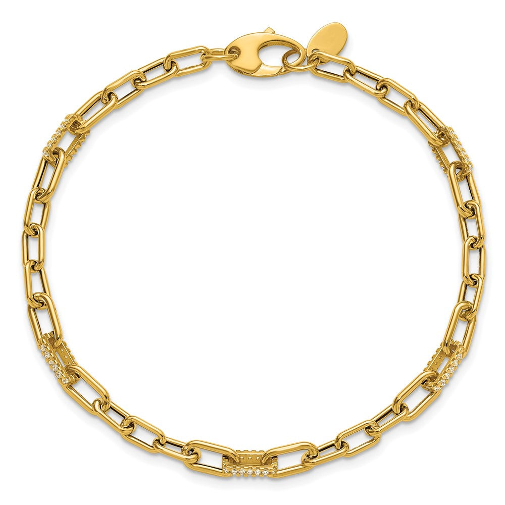Order Stylish 14K Gold Polished CZ Paperclip Link Bracelet - Luxury Design