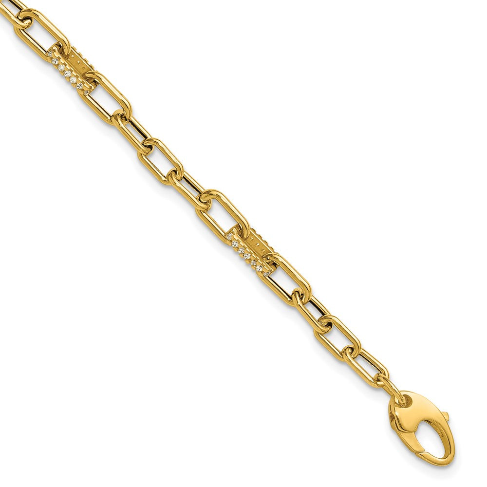 Order Stylish 14K Gold Polished CZ Paperclip Link Bracelet - Luxury Design
