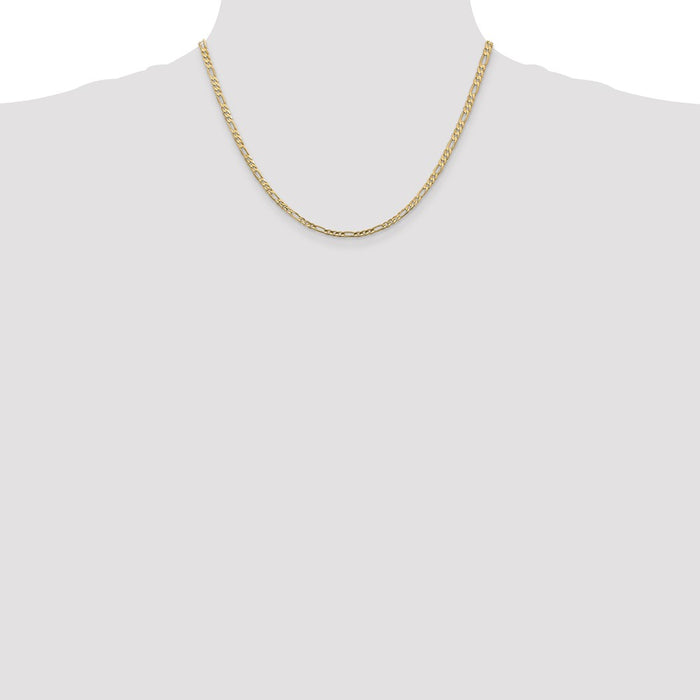 Shop 14K Gold 18-Inch 3mm Concave Figaro Chain - Stylish & Durable Design-4