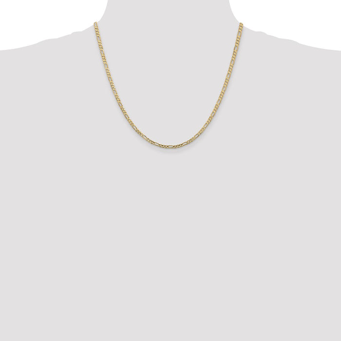 Buy Affordable 14K Gold 20-Inch 3mm Concave Open Figaro Chain, Stylish!-4