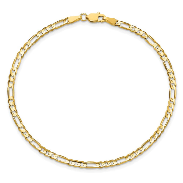 14k Gold 3mm Concave Open Figaro Chain Necklace