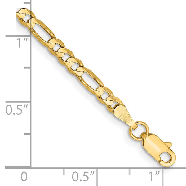 14K Gold 7-Inch Figaro Bracelet - 3mm