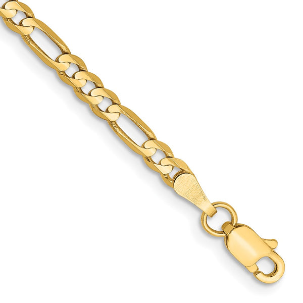 14K Gold 7-Inch Figaro Bracelet - 3mm