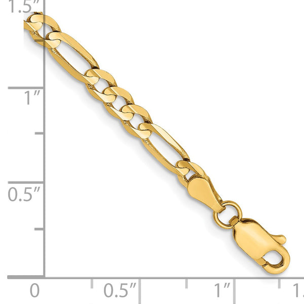 14K Gold 4mm Concave Open Figaro Bracelet