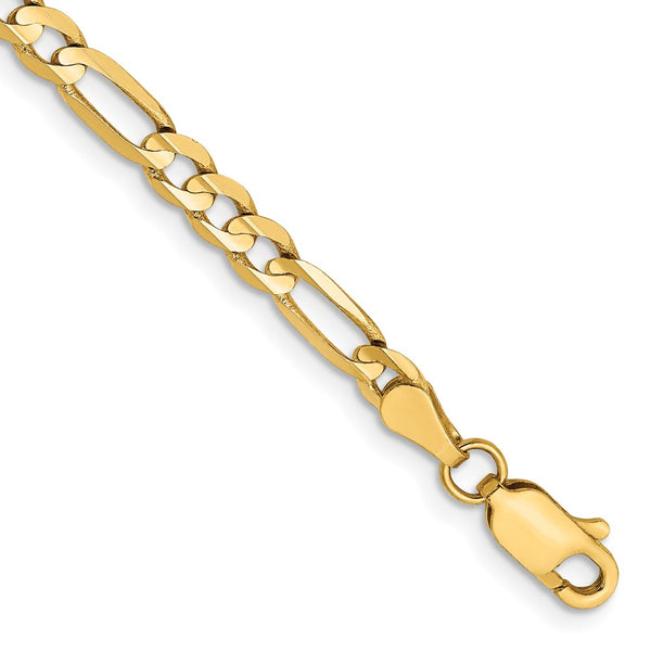 14K Gold 4mm Concave Open Figaro Chain Necklace