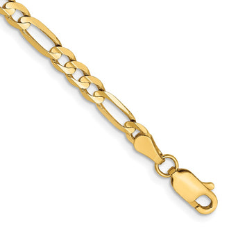 Buy Stylish 14K Gold 7-Inch 4mm Concave Open Figaro Bracelet - Luxury Accessory
