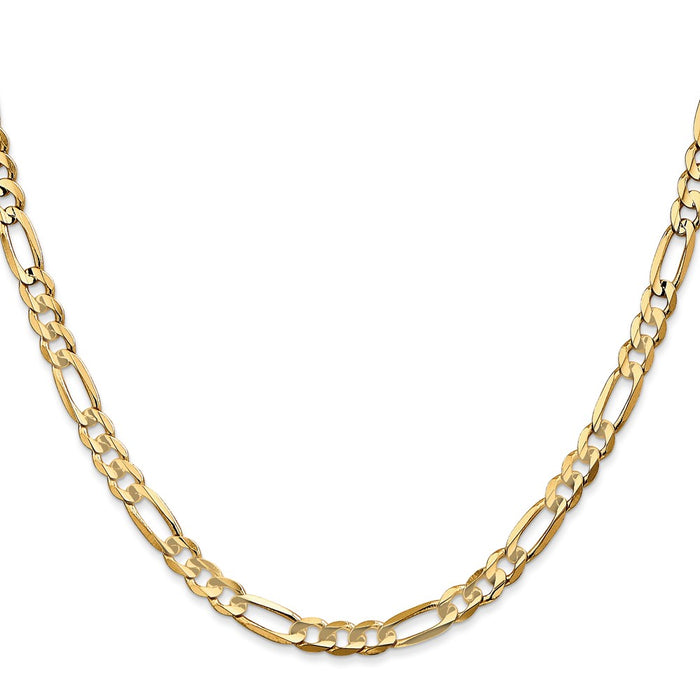 Buy Luxury 14K Gold 28-Inch 4.5mm Concave Figaro Chain - Stylish Design-2
