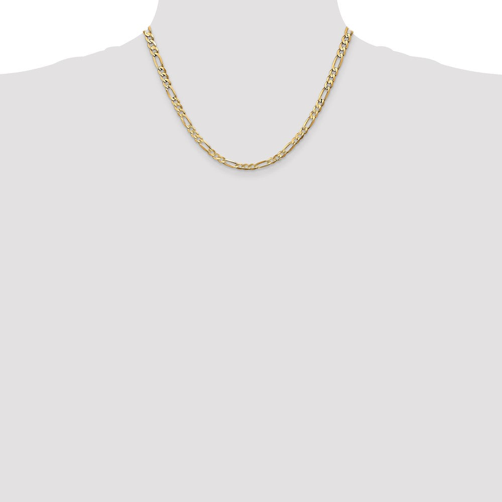 Buy Stylish 14K Gold 18-Inch 4.5mm Concave Open Figaro Chain - Luxury Gift!