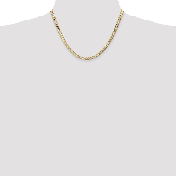 Buy Stylish 14K Gold 18-Inch 4.5mm Concave Open Figaro Chain - Luxury Gift!-4