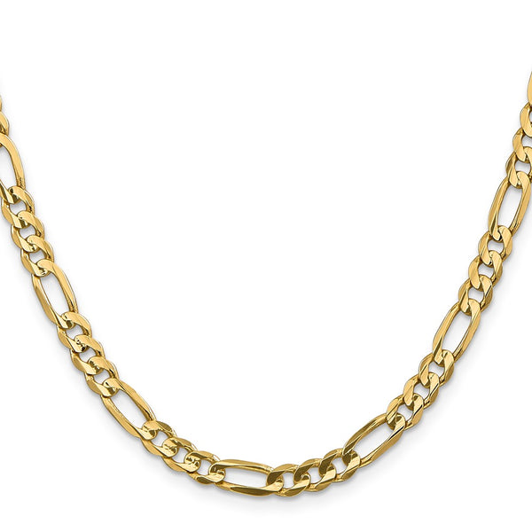 14K Gold 5.5mm Concave Open Figaro Chain