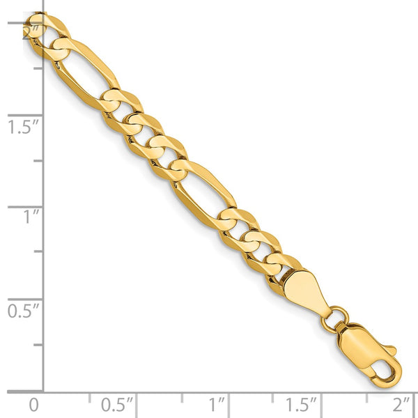 14K Gold Figaro Bracelet - 5.5mm Concave