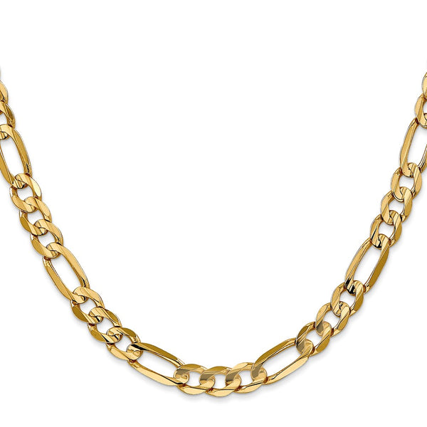 14K Gold 22-Inch 6mm Concave Figaro Chain