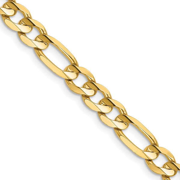 14K Gold 28-Inch 6mm Concave Figaro Chain