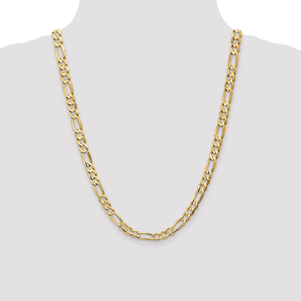Shop 14K Gold 24-Inch Concave Open Figaro Chain 6.75mm - Stylish Luxury Piece
