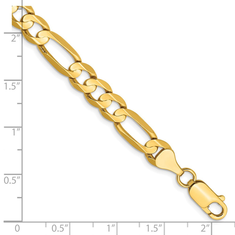 High-Quality 14K Gold 7-Inch Concave Figaro Bracelet - Stylish Value Links!