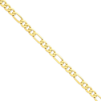 Buy 14K Gold 8-Inch Concave Open Figaro Bracelet, Stylish 8.75mm Links
