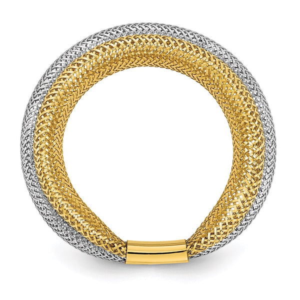 14K Gold Rhodium-Plated Stretch Ring - Adjustable Textured
