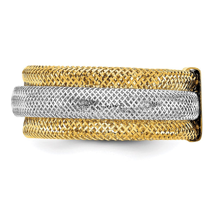Buy Stylish 14K Gold Rhodium-Plated Stretch Ring -  Adjustable & Textured-3