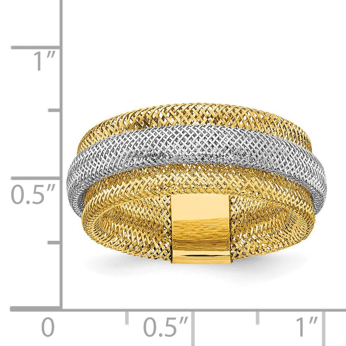 Buy Stylish 14K Gold Rhodium-Plated Stretch Ring -  Adjustable & Textured-5