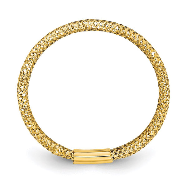 14K Gold Polished & Textured Stretch Ring