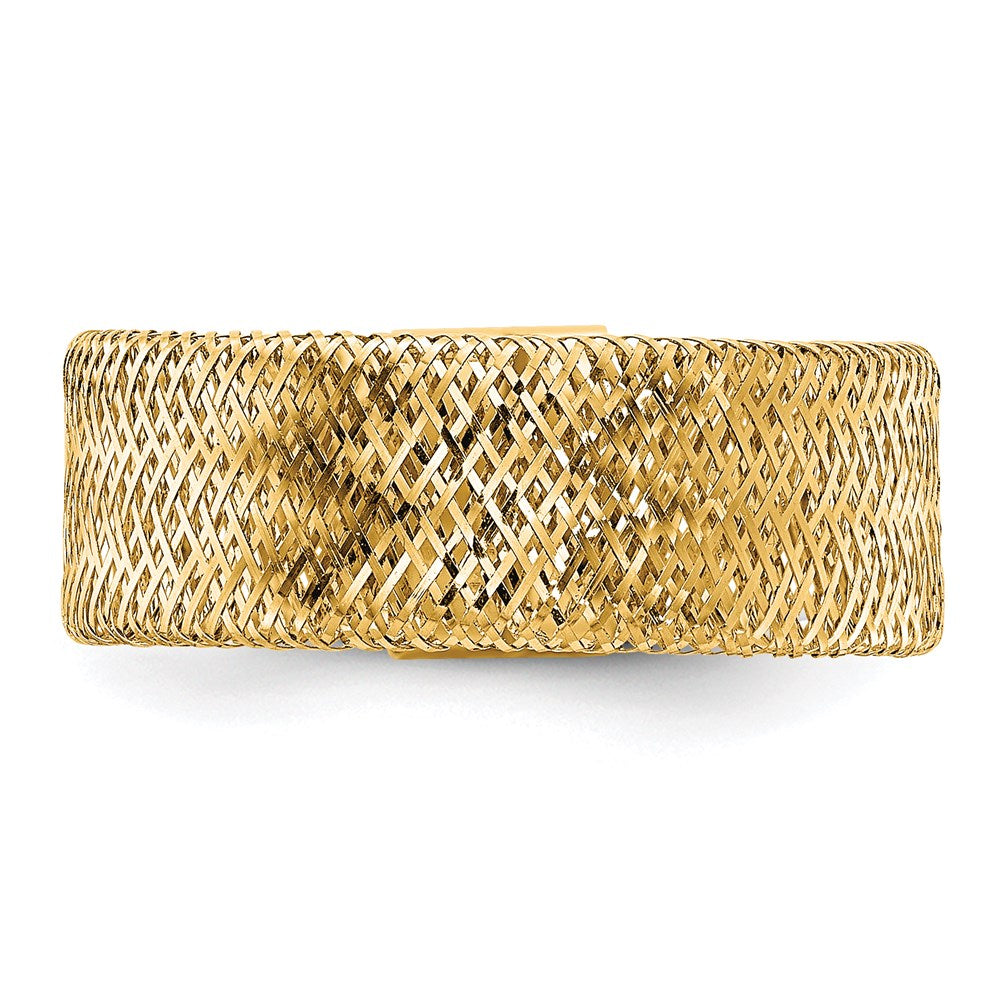 Shop Stylish 14K Gold Polished & Textured Stretch Ring - Affordable Luxury!