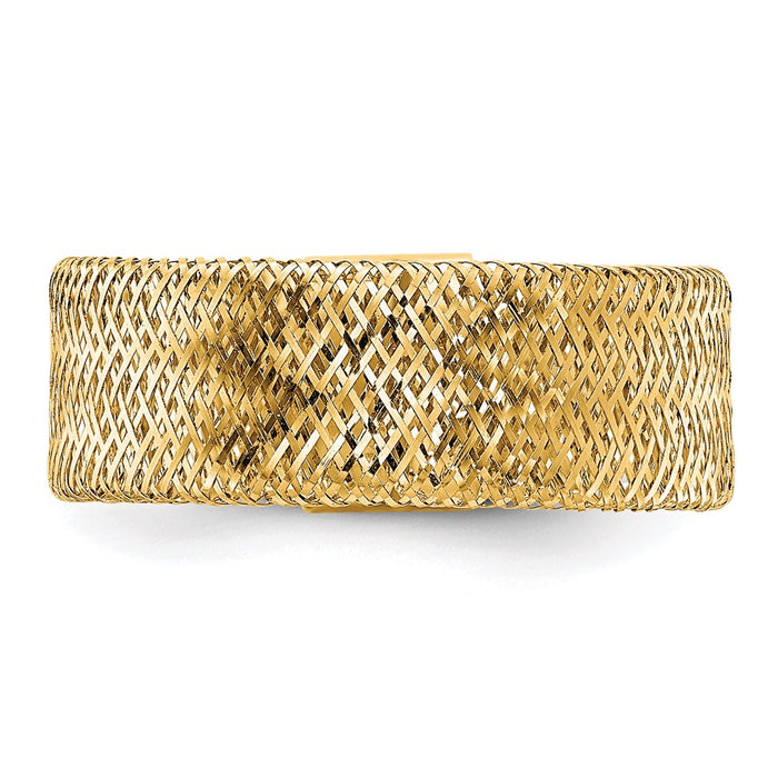 Shop Stylish 14K Gold Polished & Textured Stretch Ring - Affordable Luxury!-4