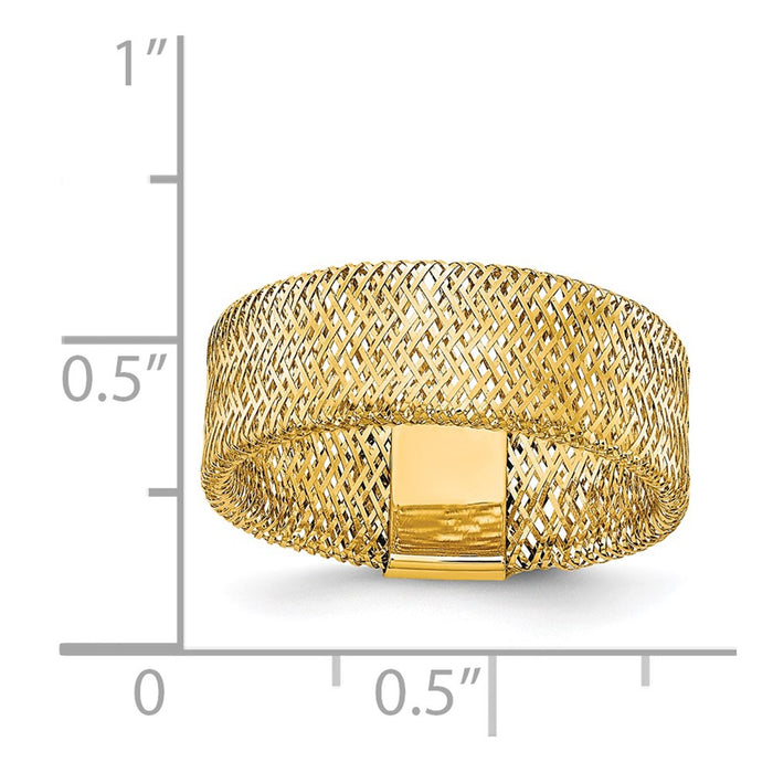 Shop Stylish 14K Gold Polished & Textured Stretch Ring - Affordable Luxury!-5
