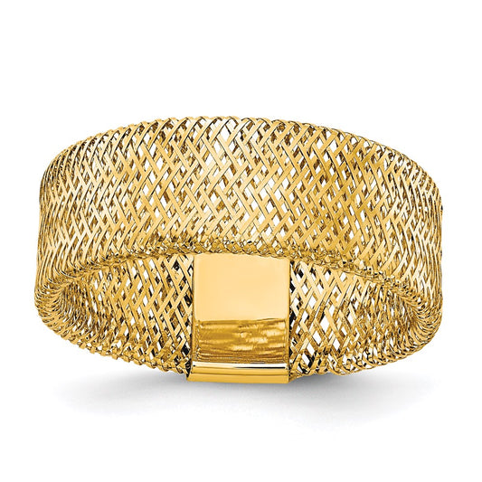 Shop Stylish 14K Gold Polished & Textured Stretch Ring - Affordable Luxury!