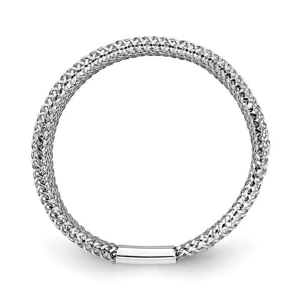 14K White Gold Stretch Ring with Rhodium Plating